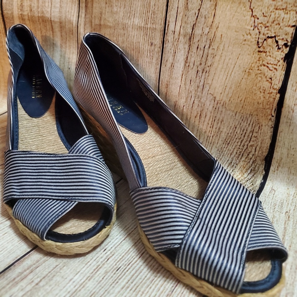 Ralph Lauren  blue/white  cecelia  wedges jk25